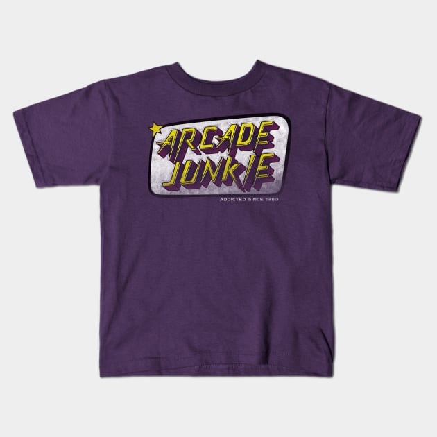 Arcade junkie. addicted since 1980 Kids T-Shirt by Theretrotee